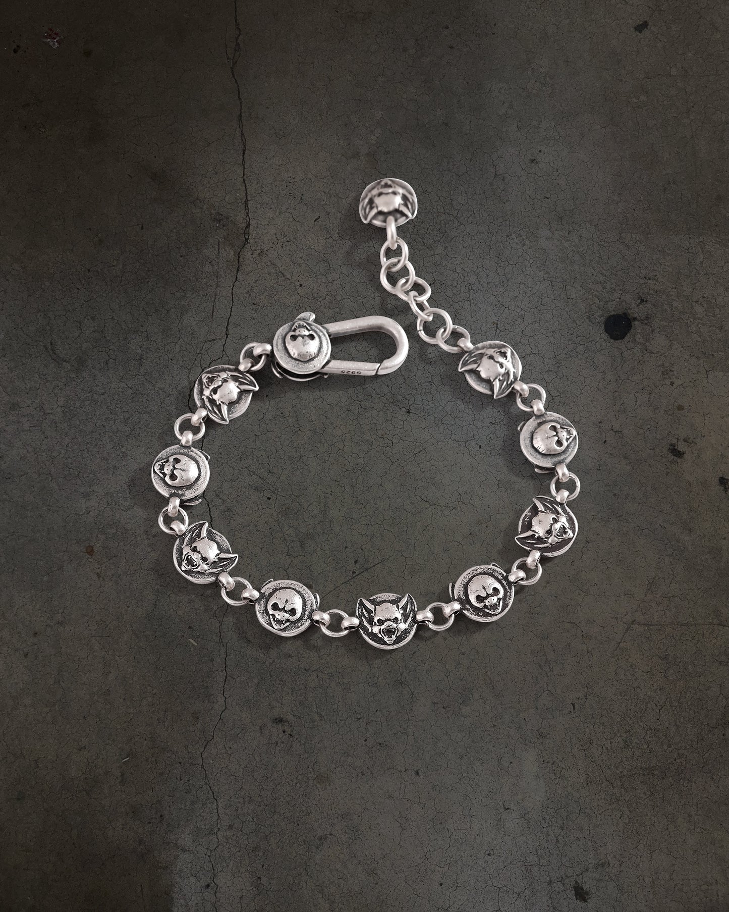 SILVER BAT/SKULL BRACELET