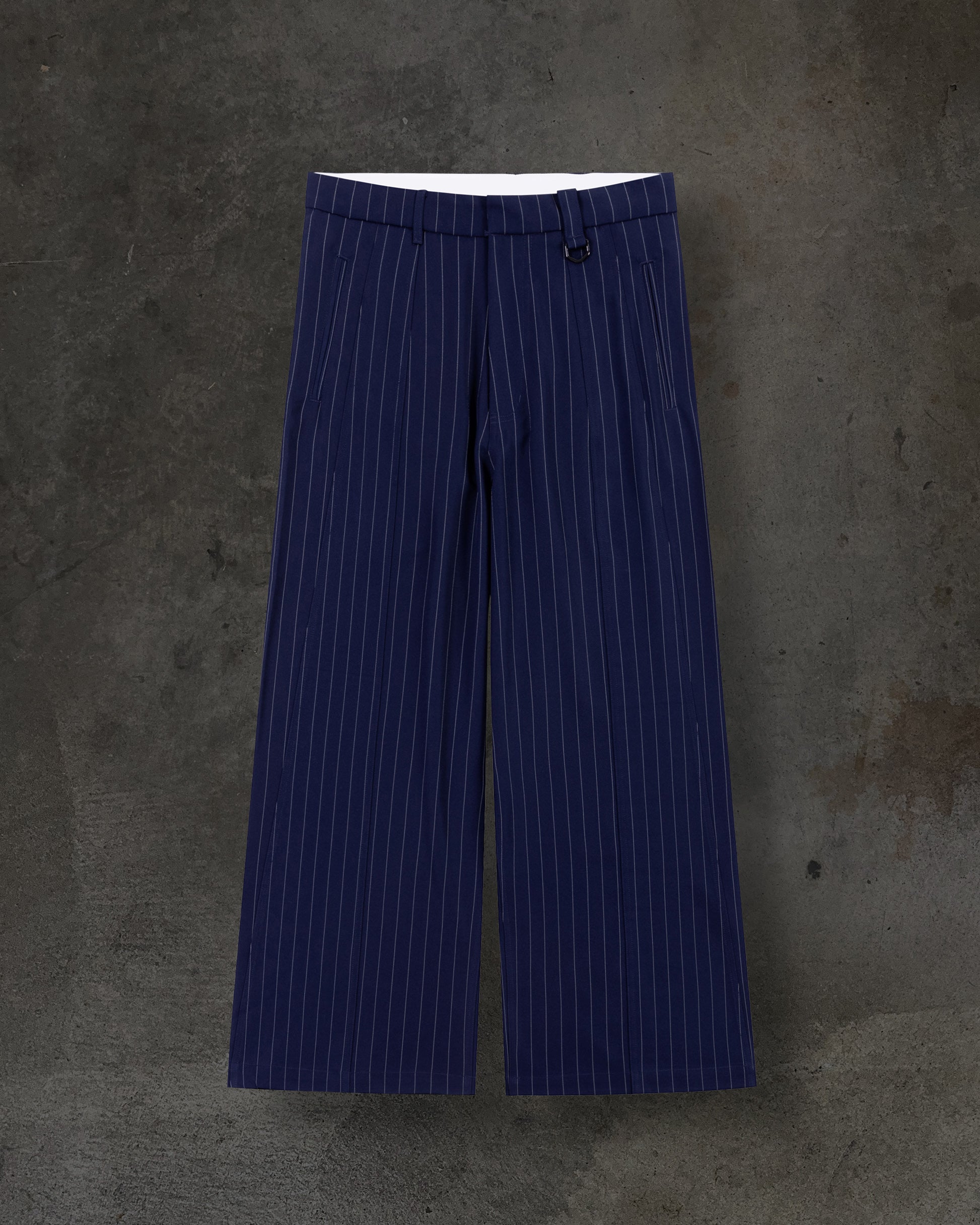 WIDE-LEG DRESS PANTS (PINSTRIPED NAVY/WHT) - 36x32 WIDE-LEG DRESS PANTS (PINSTRIPED NAVY/WHT) - 36x32