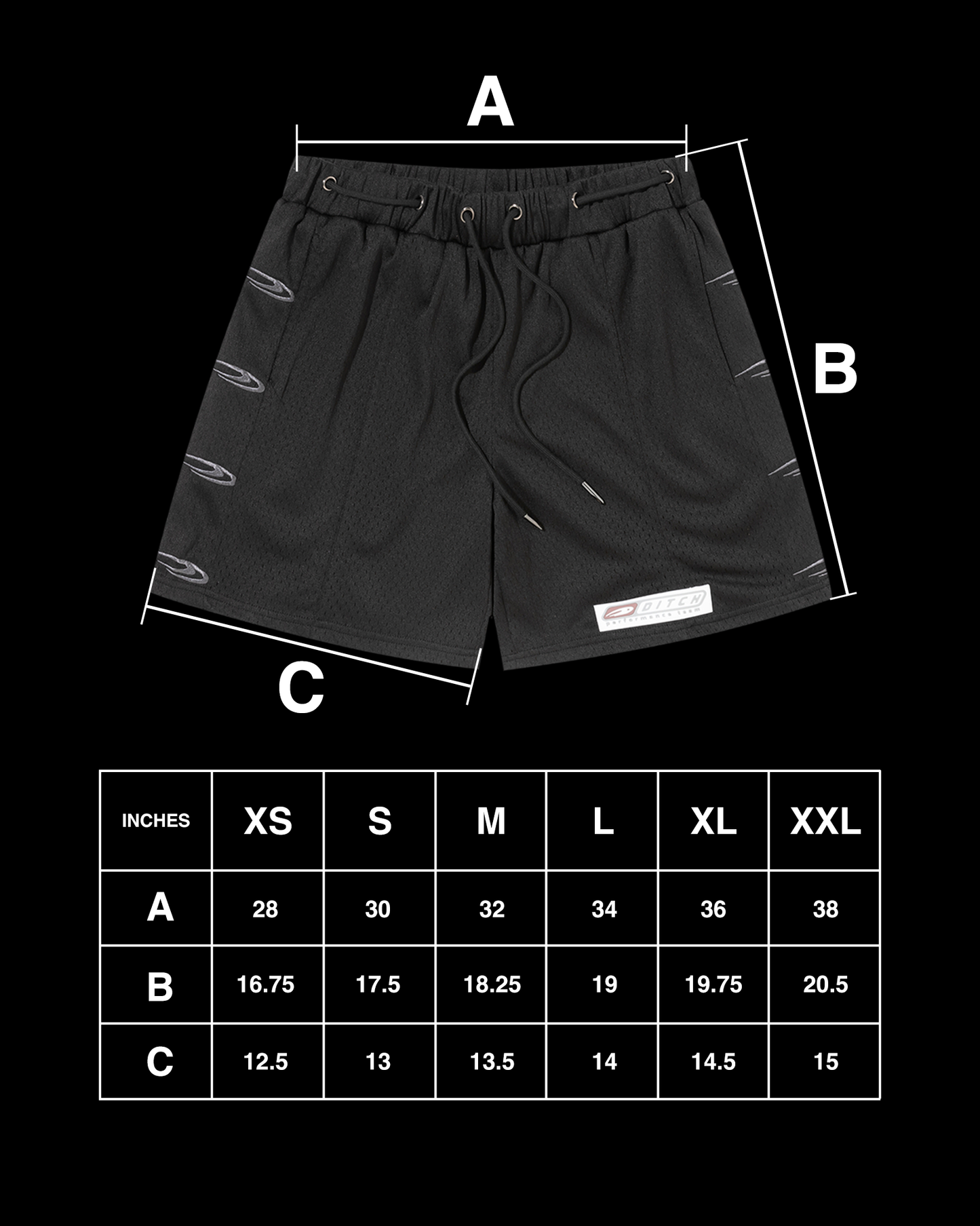 BADGE MESH SHORTS (NOIR)