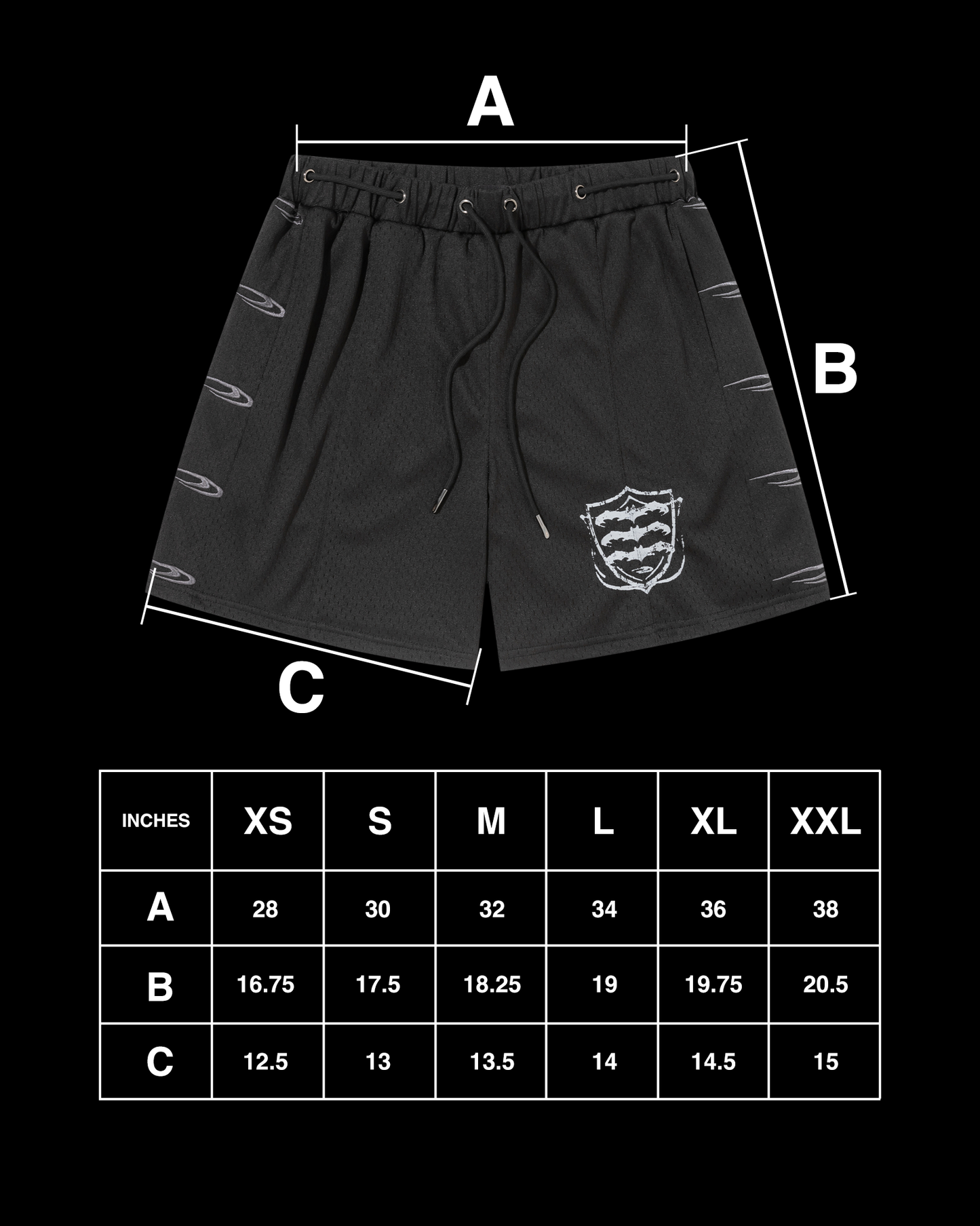 SHIELD MESH SHORTS (NOIR)