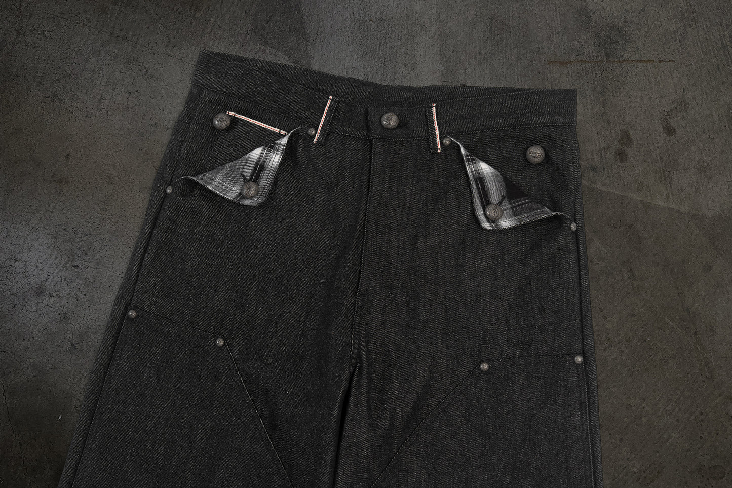 JAPANESE SELVEDGE SLUB DOUBLE KNEES (COAL)