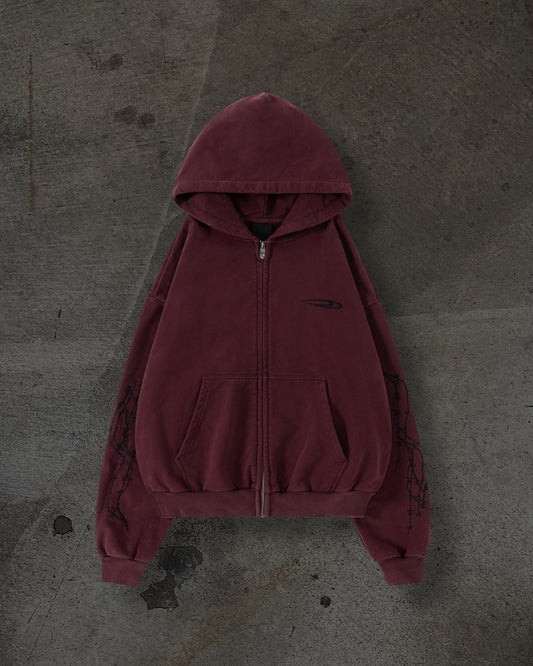 ATHLETIC BARBED ZIPUP (CRIMSON)