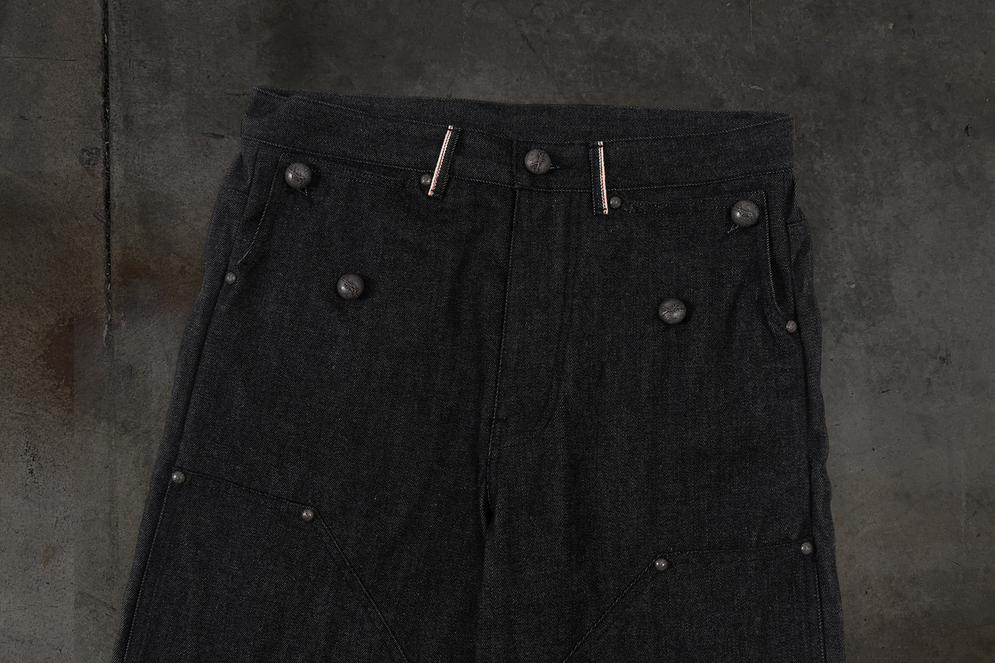 JAPANESE SELVEDGE SLUB DOUBLE KNEES (COAL)
