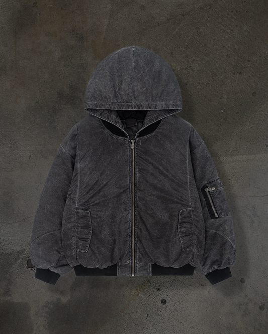 DYED NYLON BOMBER (COAL)