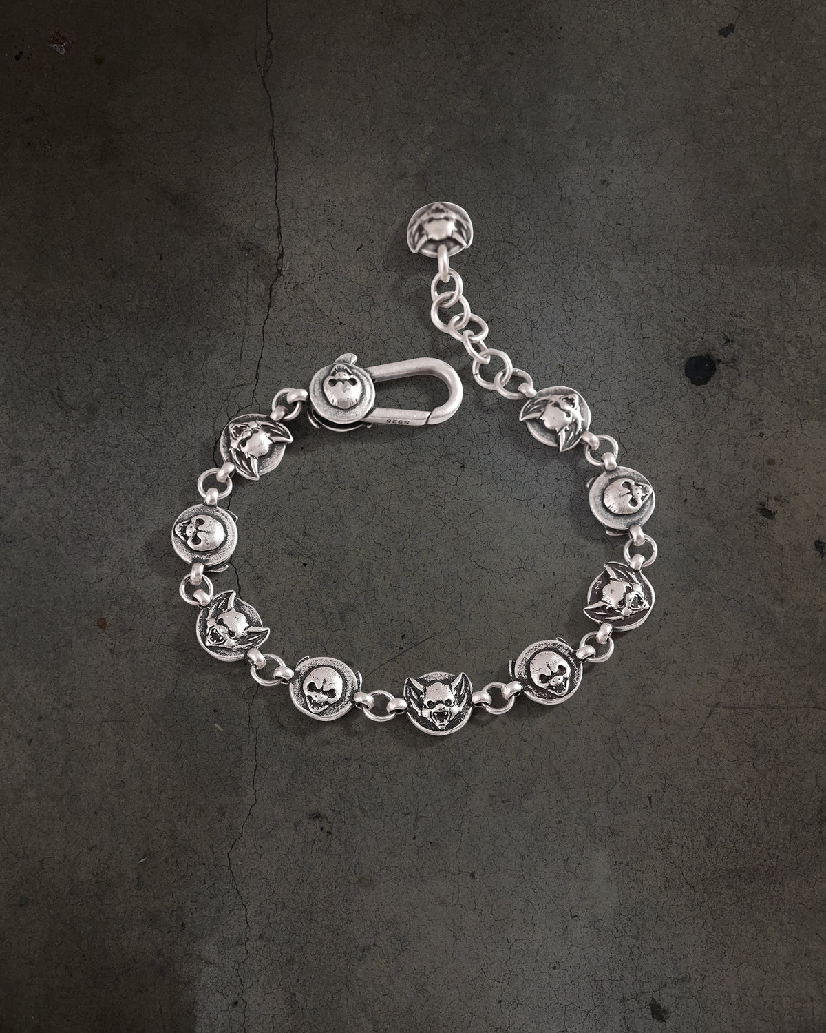 SILVER BAT/SKULL BRACELET