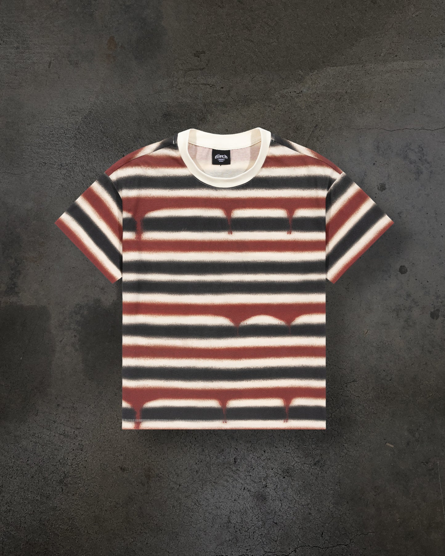 BLOODY STRIPED TEE (CREME)