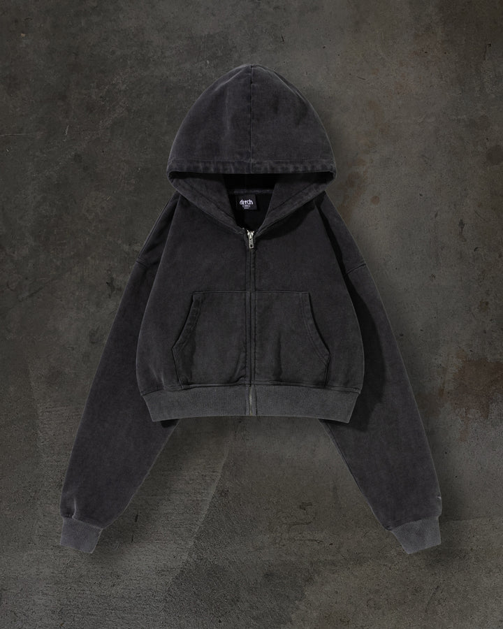 WOMENS CROPPED ZIP (COAL)