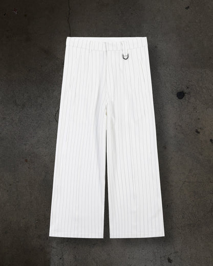 WIDE-LEG DRESS PANTS (PINSTRIPED WHT/BLK)