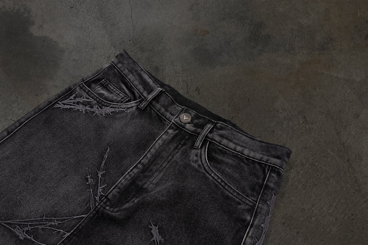 BARBED WIRE JORTS (COAL)