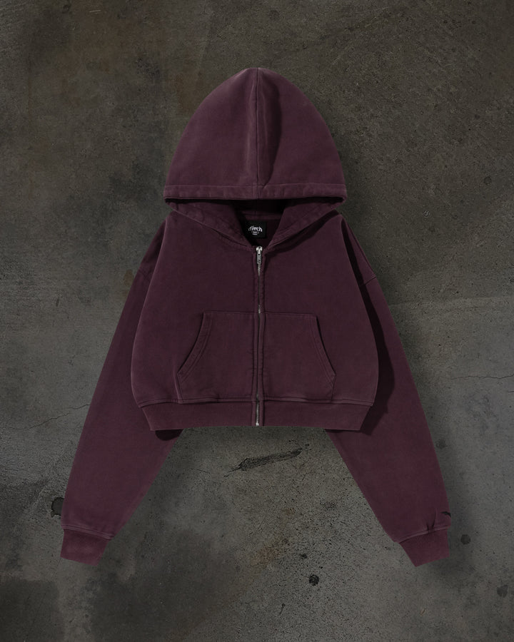 WOMENS CROPPED ZIP (CRIMSON)