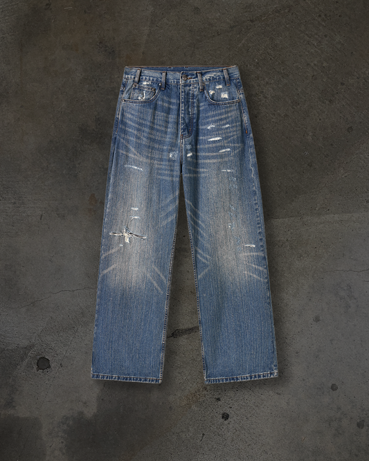 SLUB REPAIRED DENIM (LIGHT WASH)