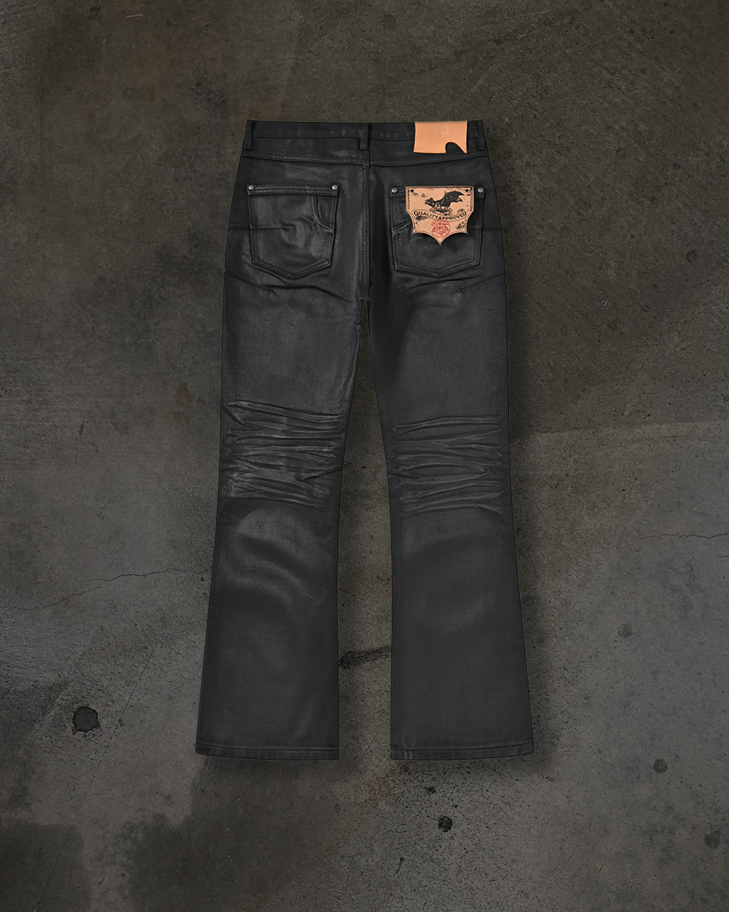FLARED BOOTCUT COATED DENIM (WAXED NOIR)