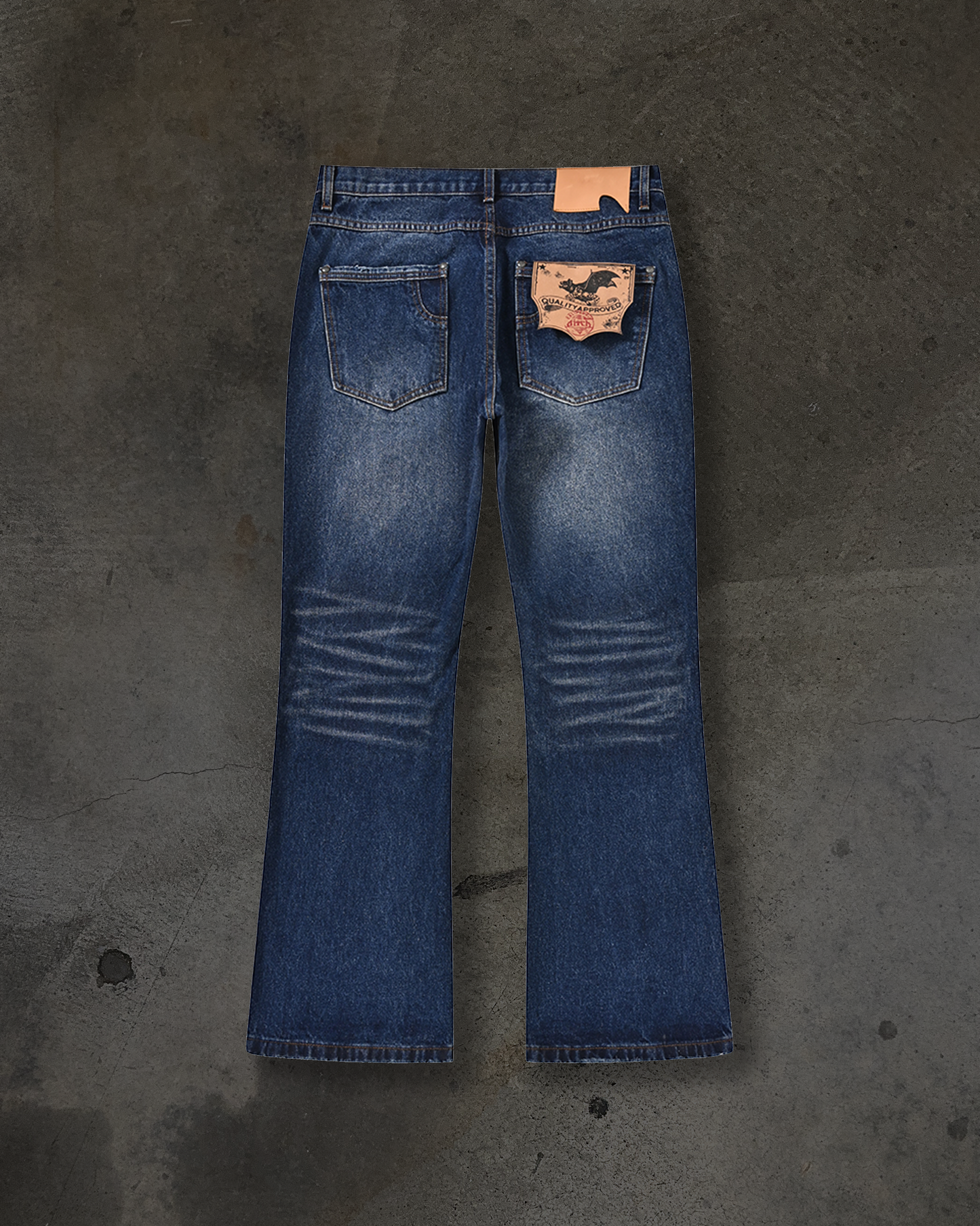 FLARED BOOTCUT COATED DENIM (WAXED BLUE)