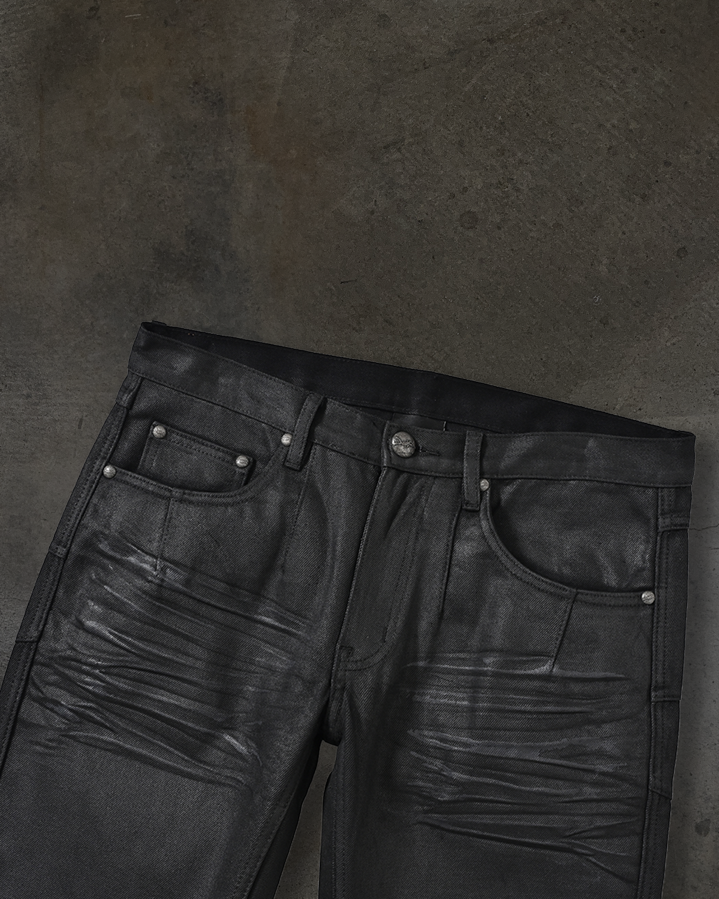 FLARED BOOTCUT COATED DENIM (WAXED NOIR)