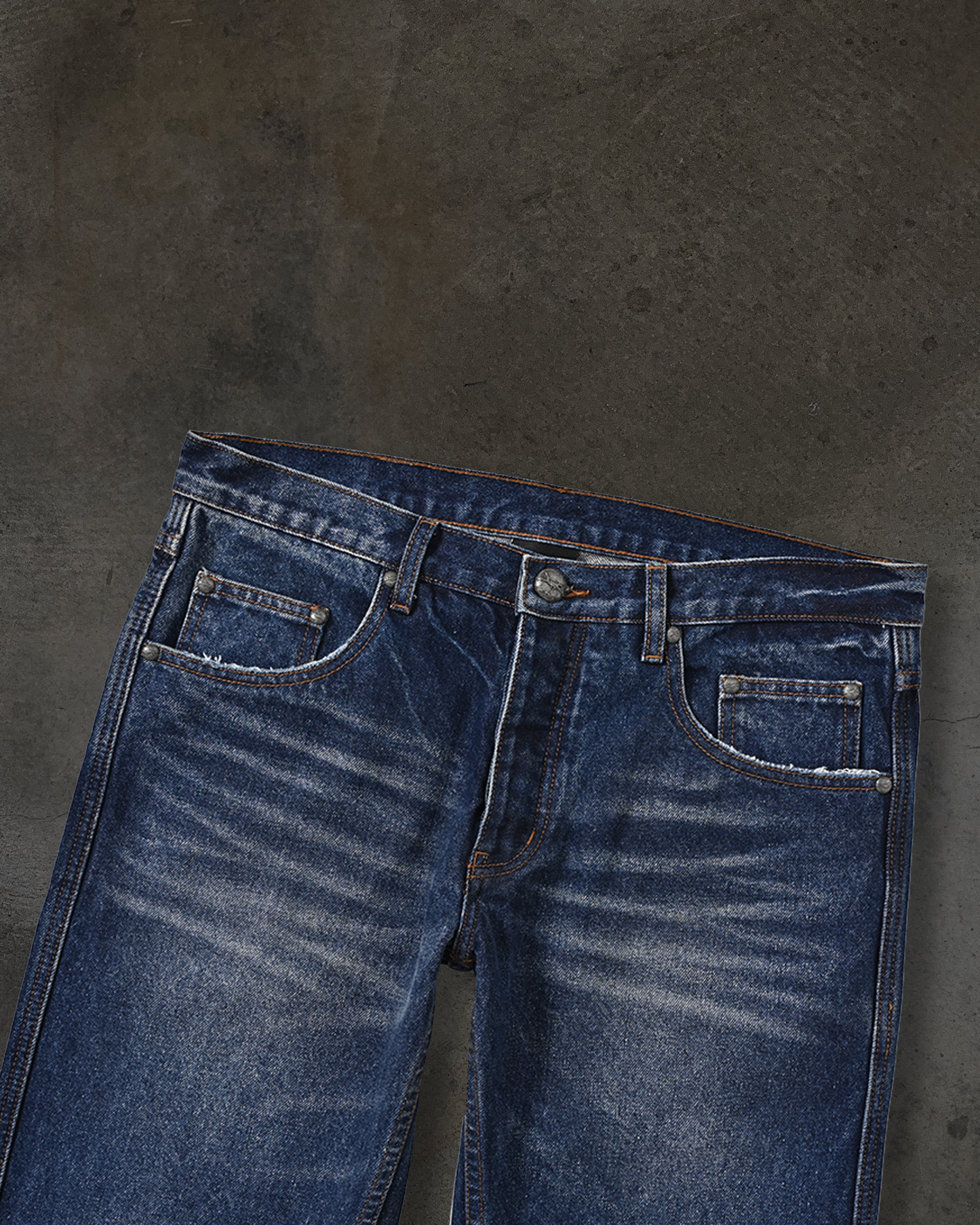 FLARED BOOTCUT COATED DENIM (WAXED BLUE)