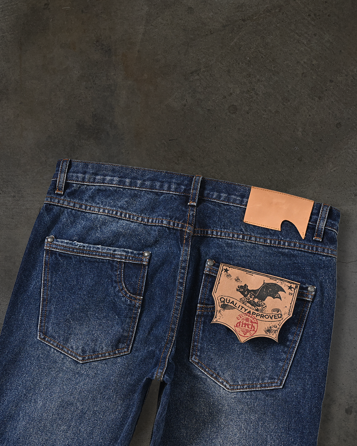FLARED BOOTCUT COATED DENIM (WAXED BLUE)