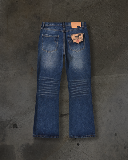 SLIM BOOTCUT COATED DENIM (WAXED BLUE)