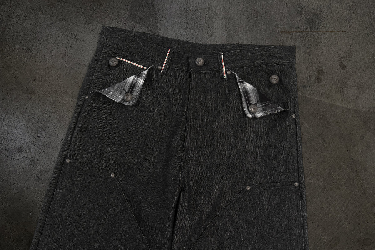 JAPANESE SELVEDGE SLUB DOUBLE KNEES (COAL)