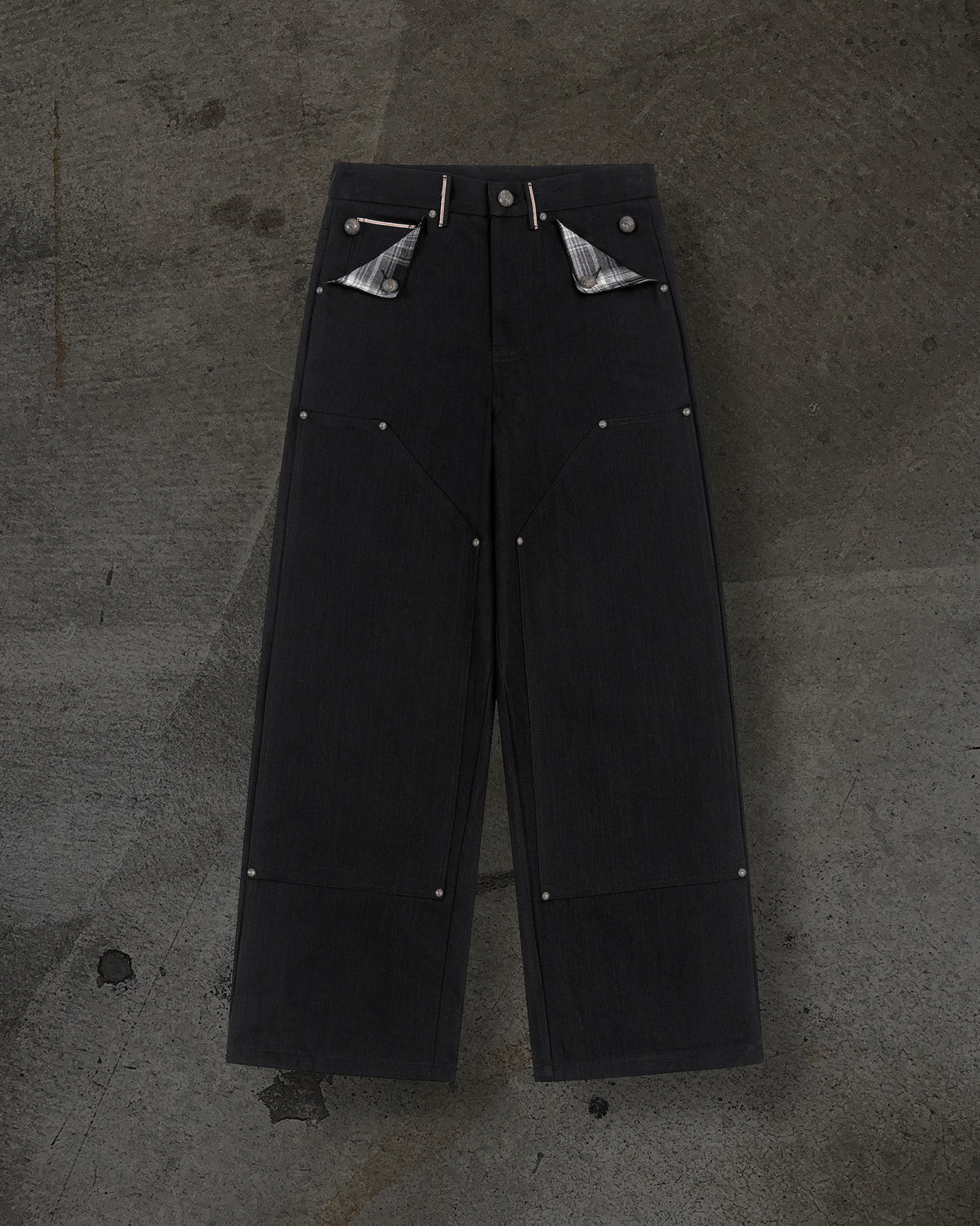 JAPANESE SELVEDGE SLUB DOUBLE KNEES (JET BLACK) – ditch