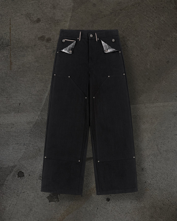 JAPANESE SELVEDGE SLUB DOUBLE KNEES (JET BLACK)
