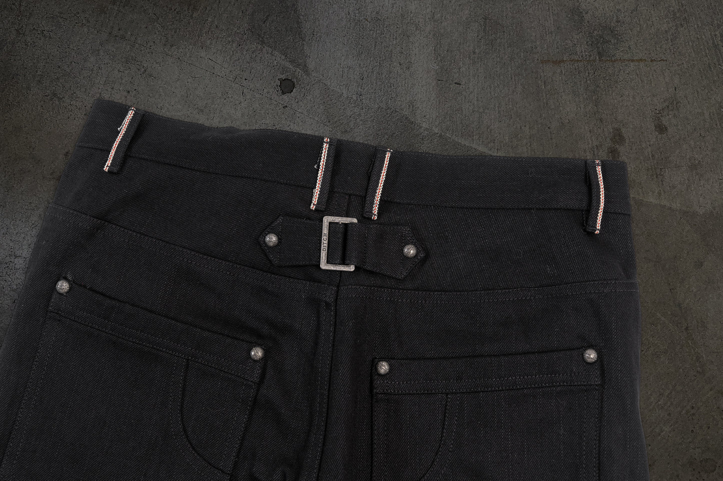 JAPANESE SELVEDGE SLUB DOUBLE KNEES (JET BLACK)