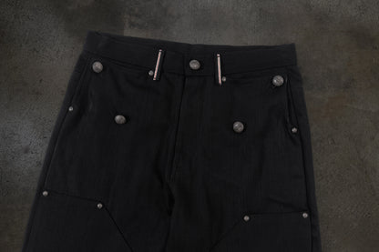 JAPANESE SELVEDGE SLUB DOUBLE KNEES (JET BLACK)
