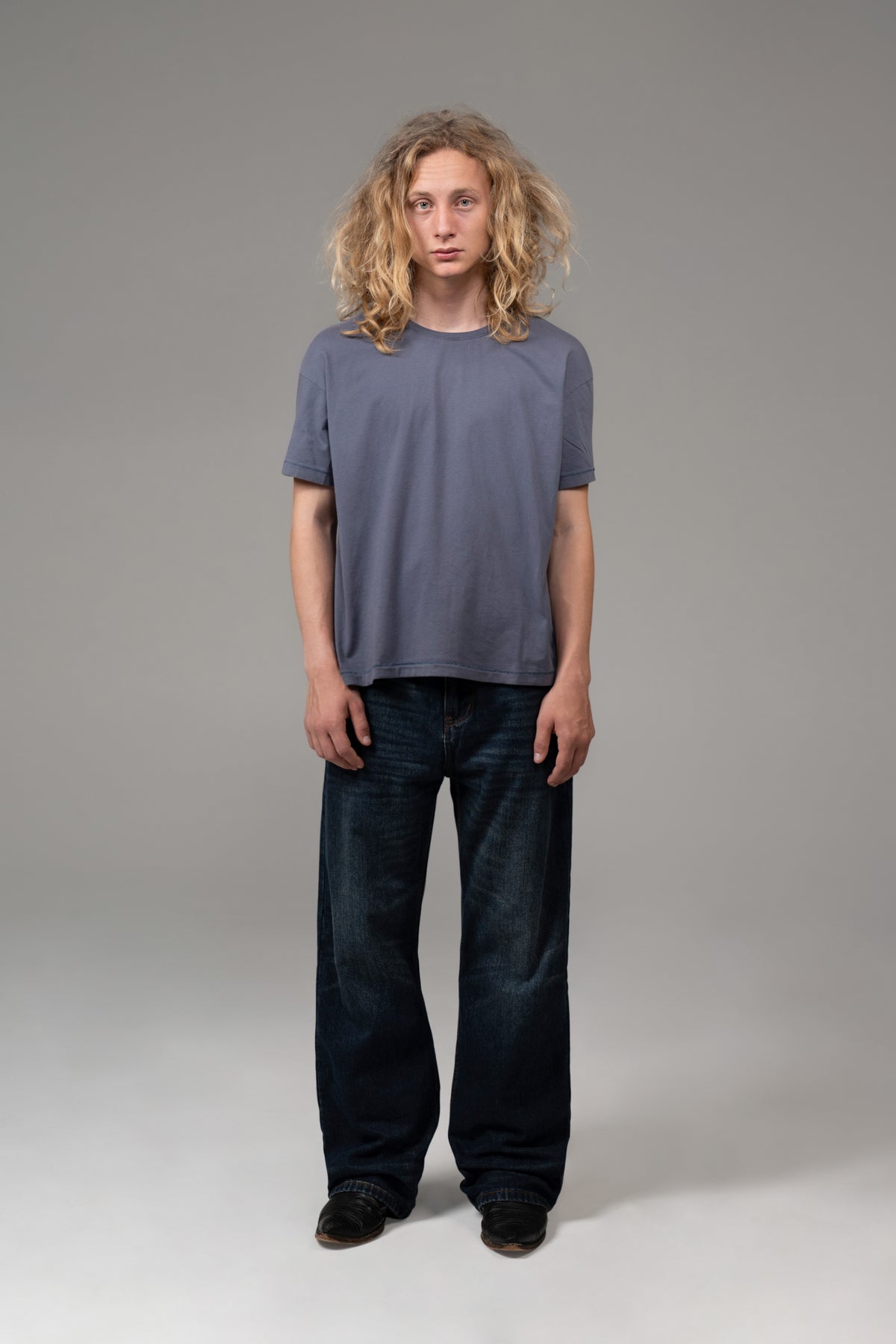 CROPPED BLANK TEE (RAIN)