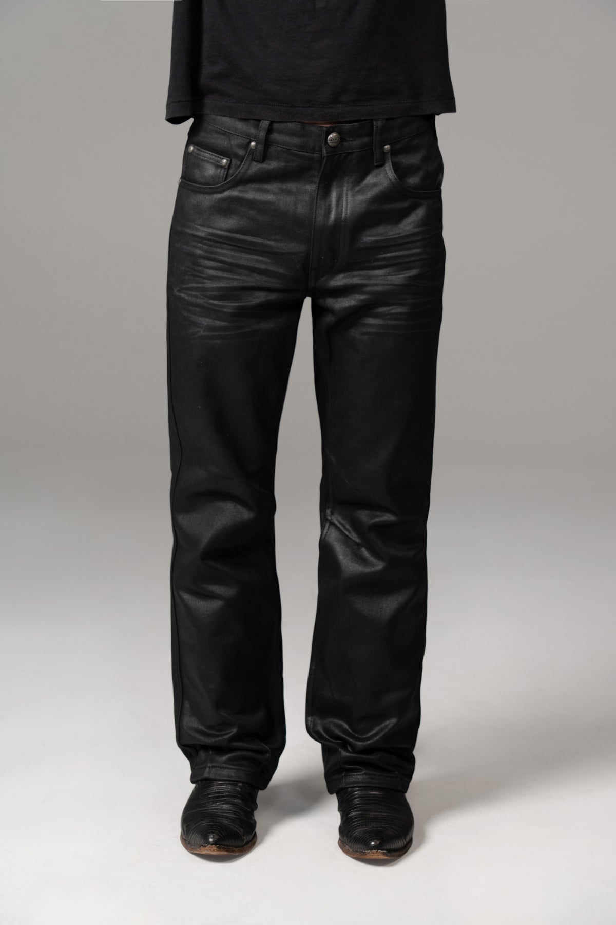 SLIM BOOTCUT COATED DENIM (WAXED NOIR)