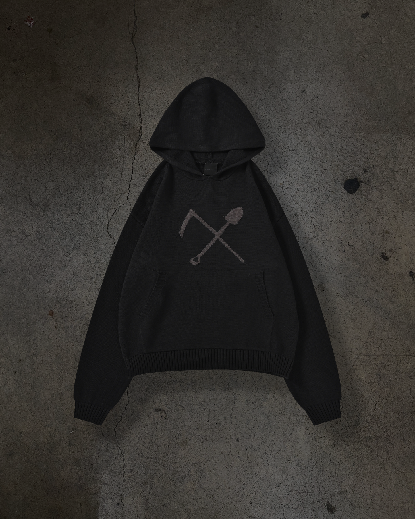 GRAVE DIGGING KNIT HOODIE (NOIR)