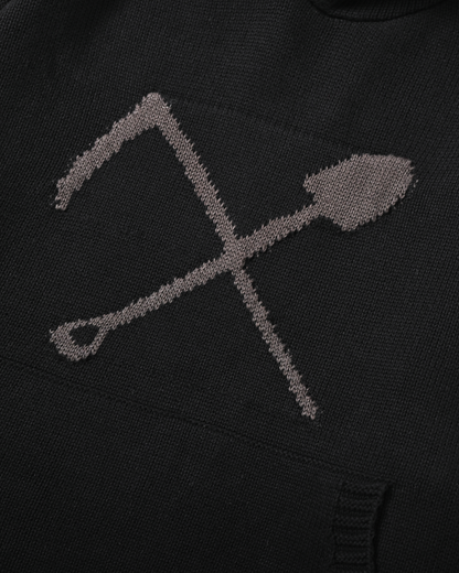 GRAVE DIGGING KNIT HOODIE (NOIR)