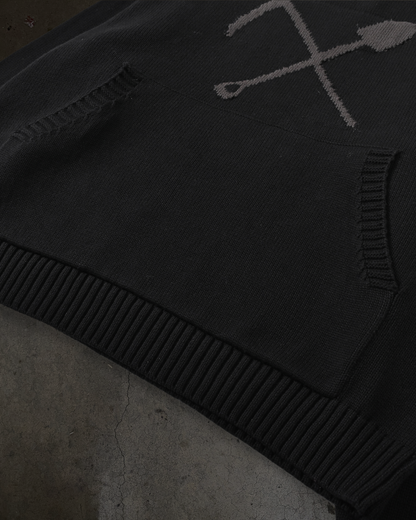 GRAVE DIGGING KNIT HOODIE (NOIR)