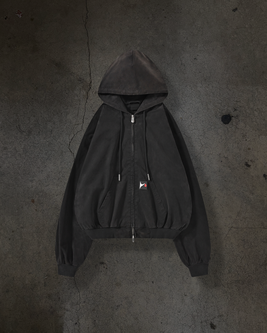 DOUBLE LAYERED CANVAS HOODIE (NOIR)