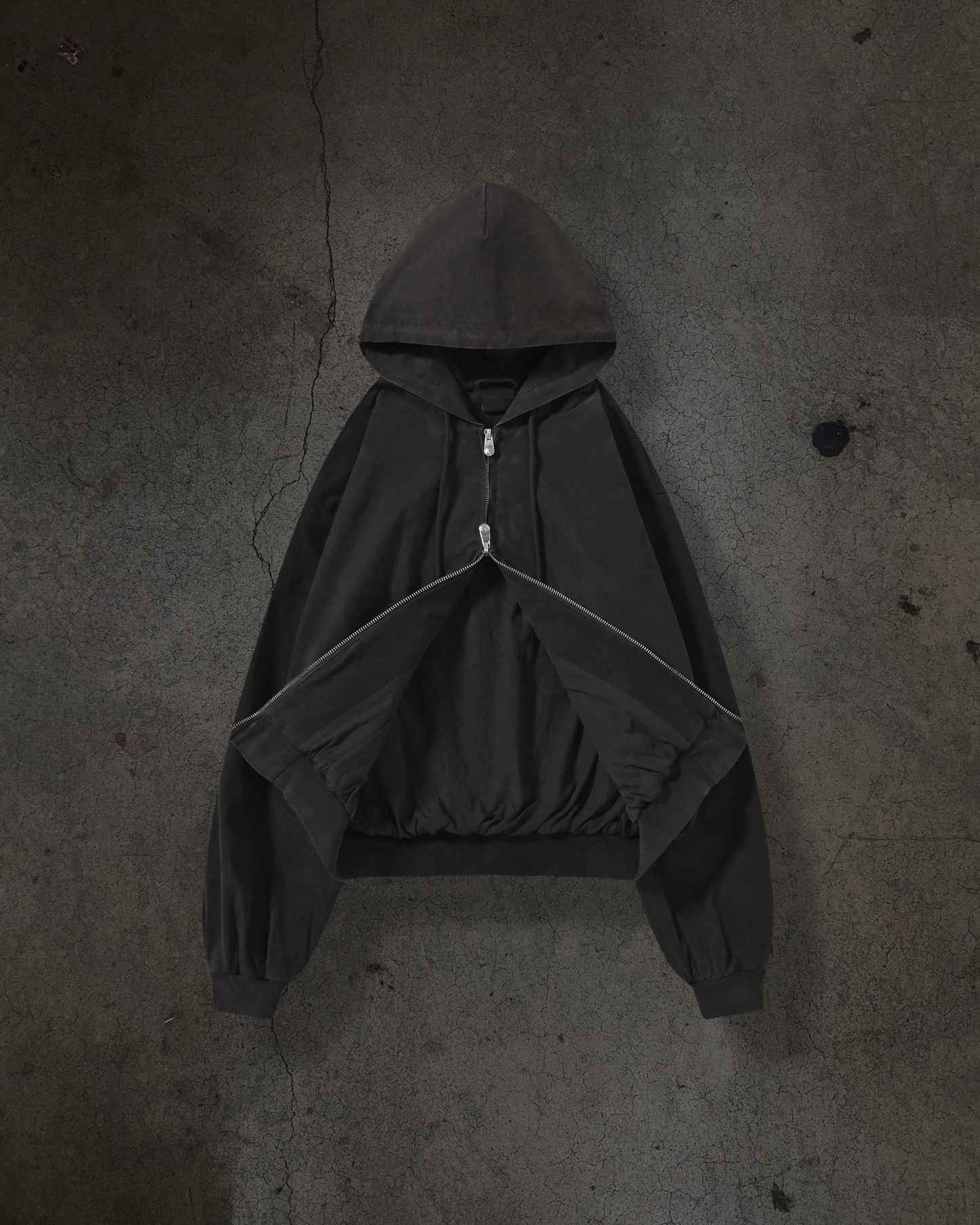 DOUBLE LAYERED CANVAS HOODIE (NOIR)