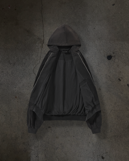 DOUBLE LAYERED CANVAS HOODIE (NOIR)