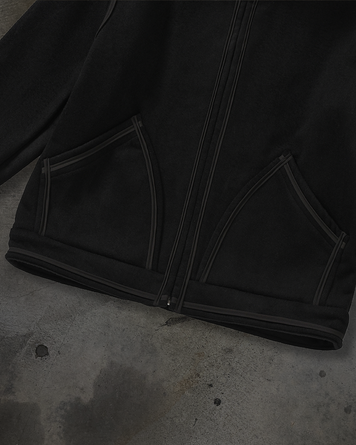 TAPED WOOL COAT (BLK/GREY)