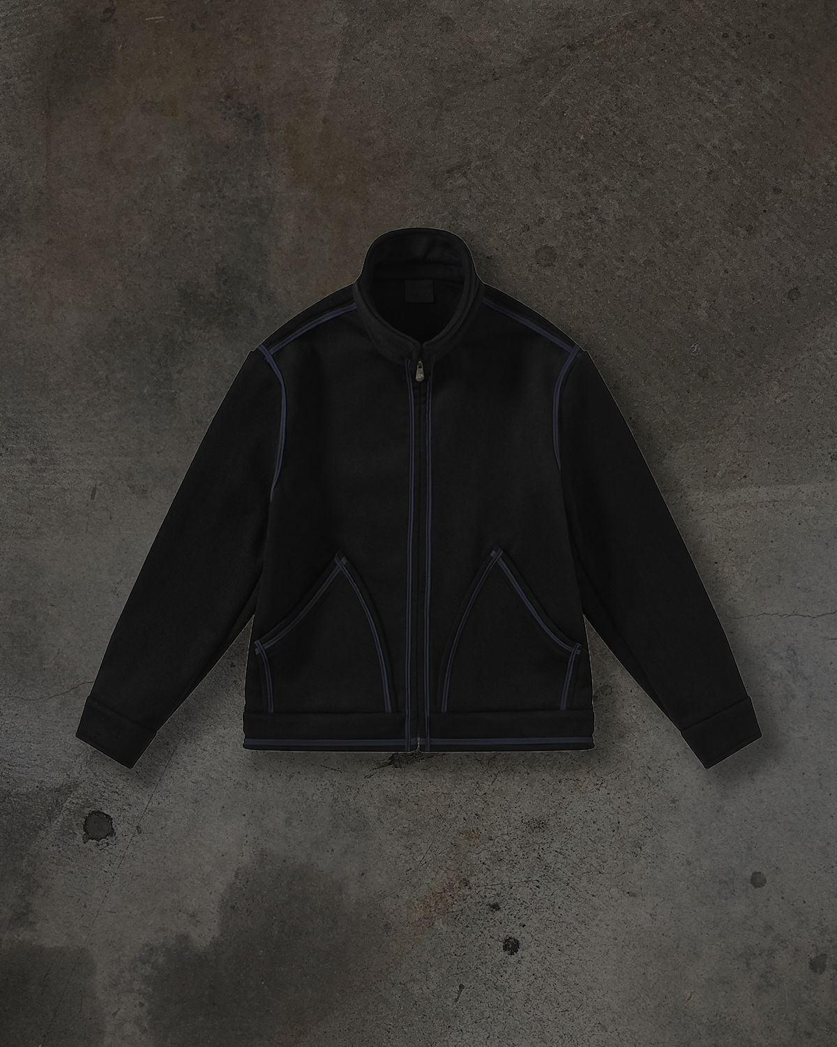 TAPED WOOL COAT (BLK/NAVY)