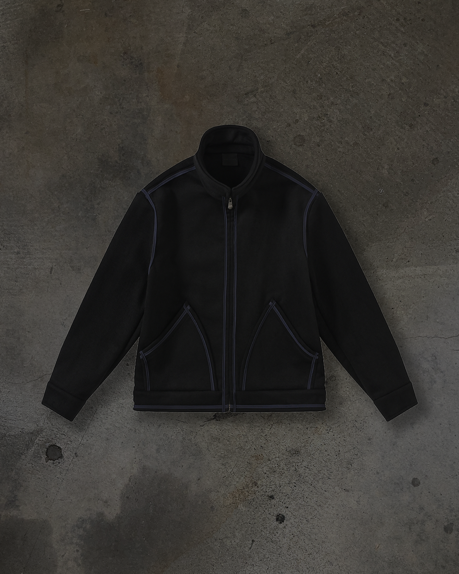TAPED WOOL COAT (BLK/NAVY)