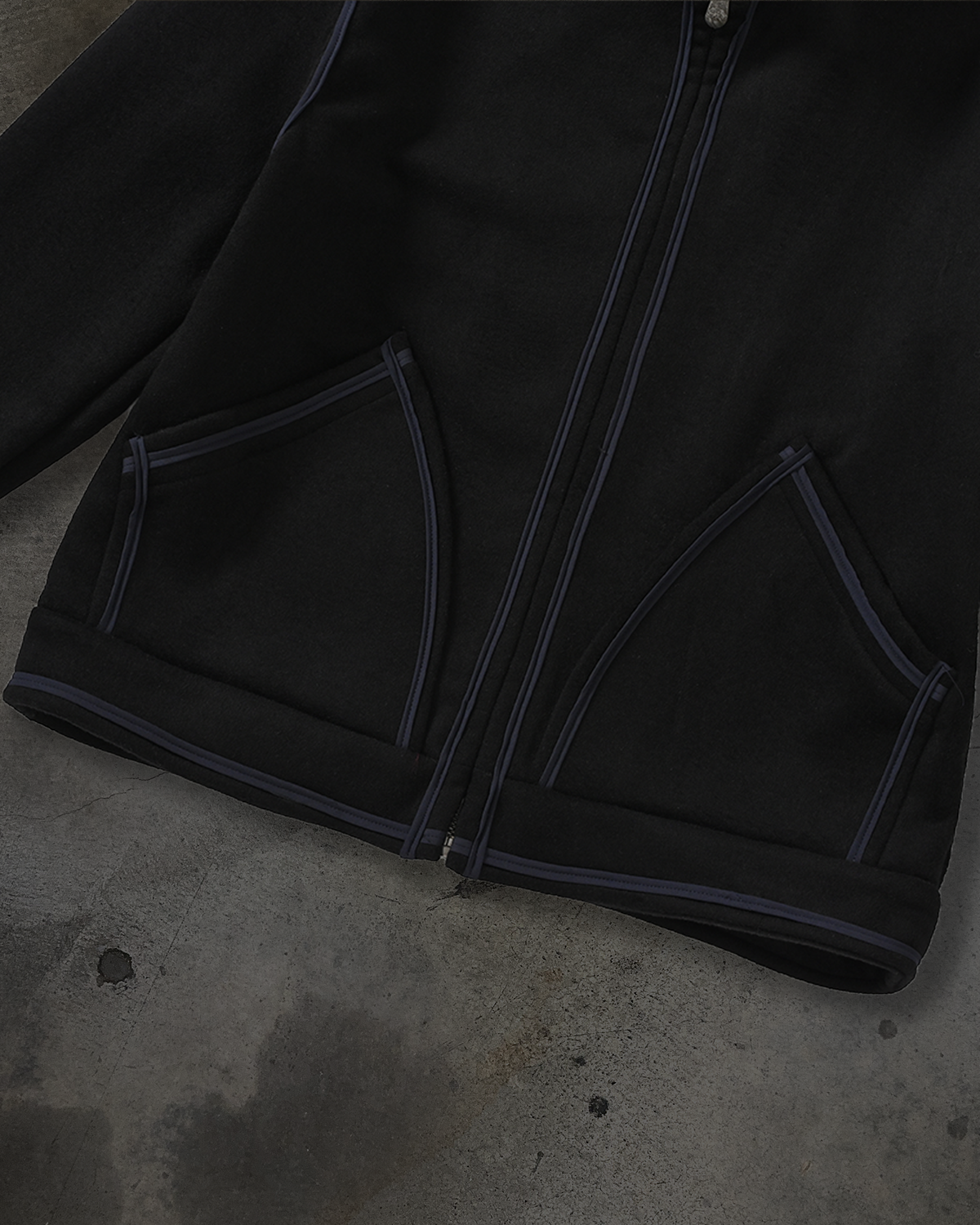 TAPED WOOL COAT (BLK/NAVY)