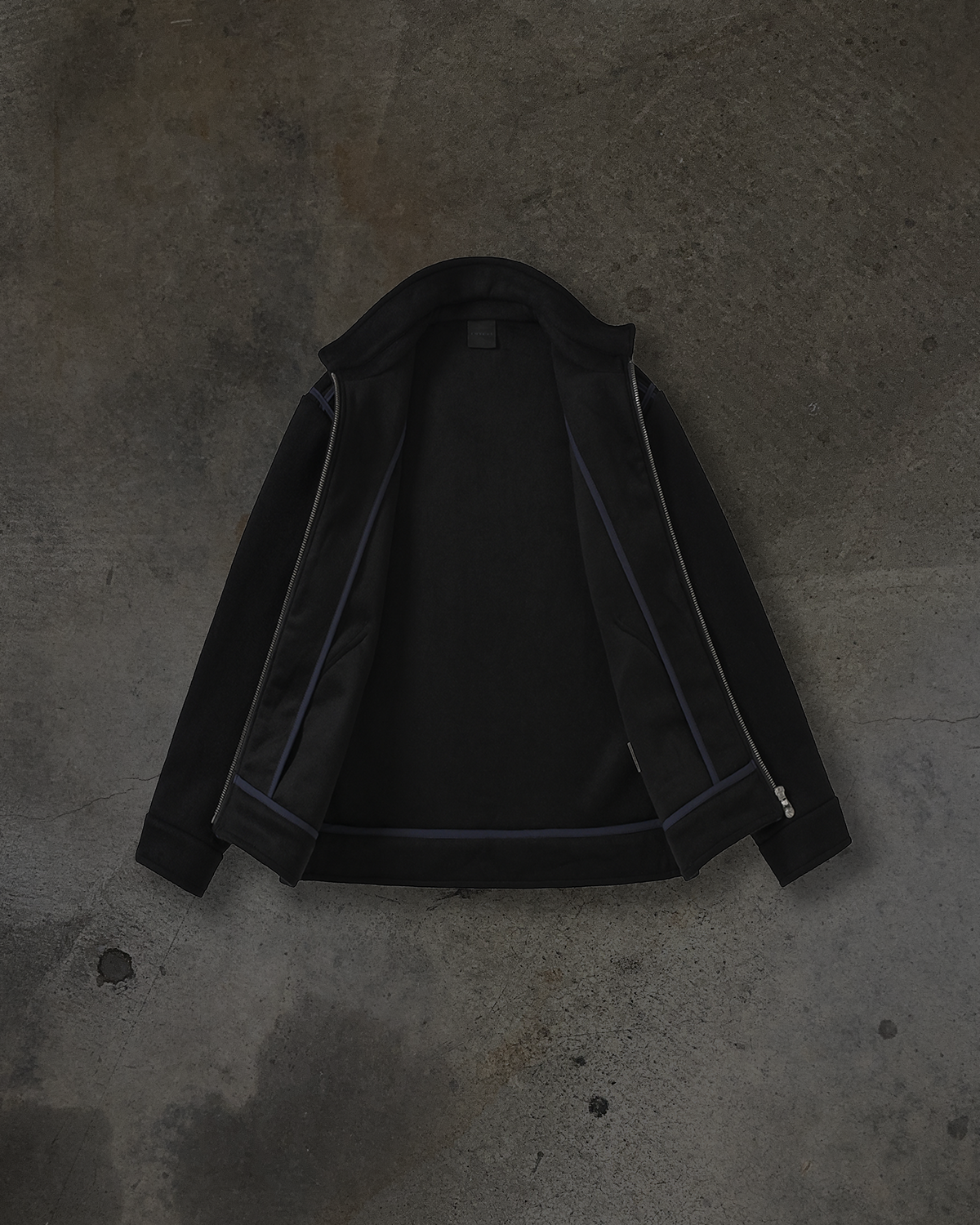 TAPED WOOL COAT (BLK/NAVY)