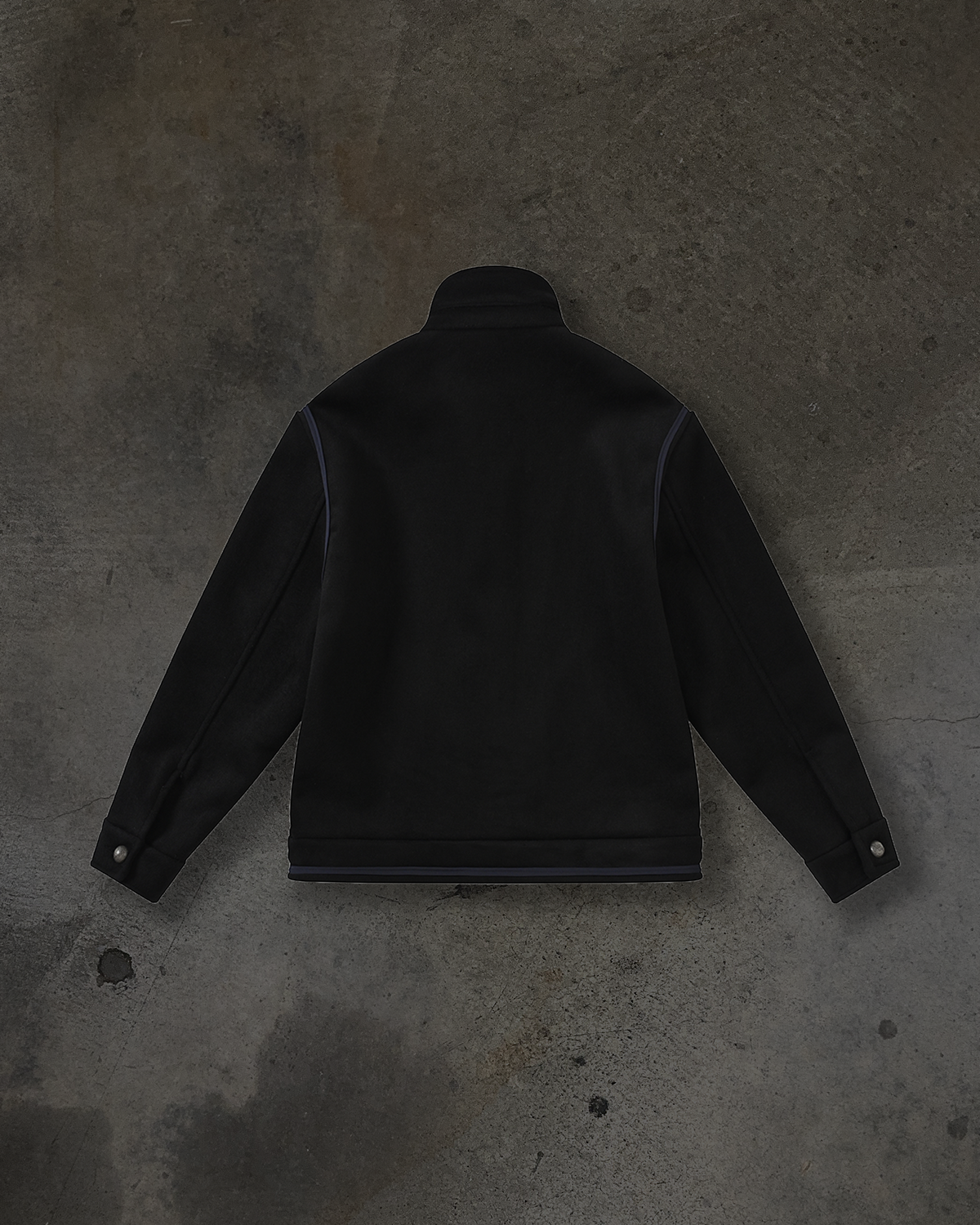 TAPED WOOL COAT (BLK/NAVY)