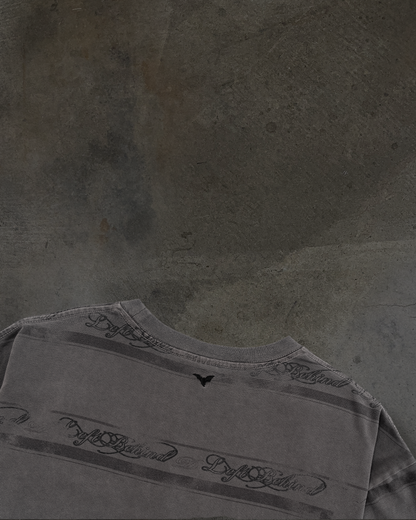 DISTRESSED STRIPE TEE (DYED GREY)