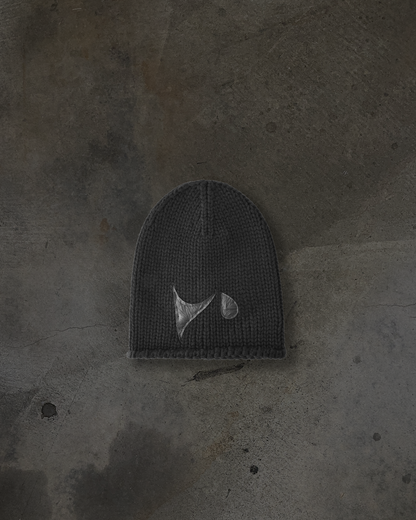 LEATHER PATCH WOOL BEANIE (NOIR)