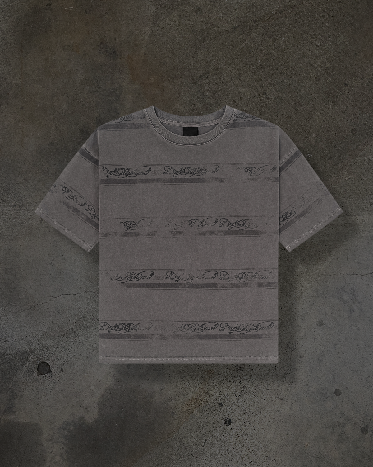 DISTRESSED STRIPE TEE (DYED GREY)