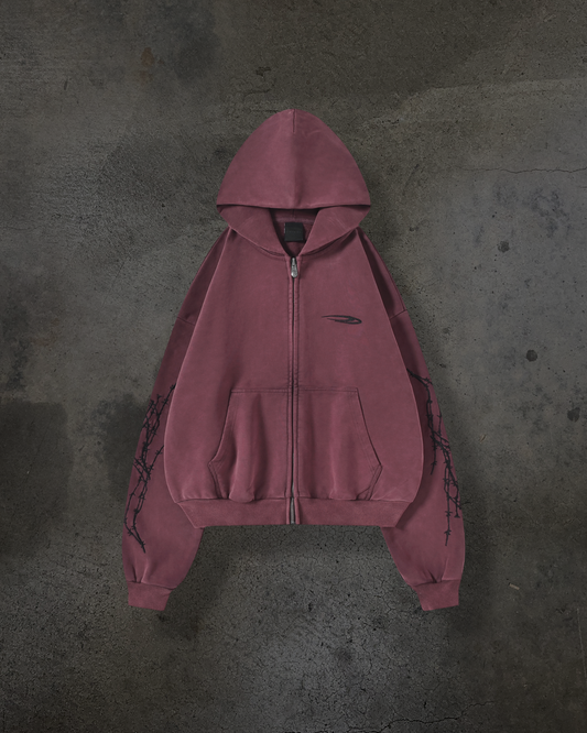 ATHLETIC BARBED ZIPUP (CRIMSON)