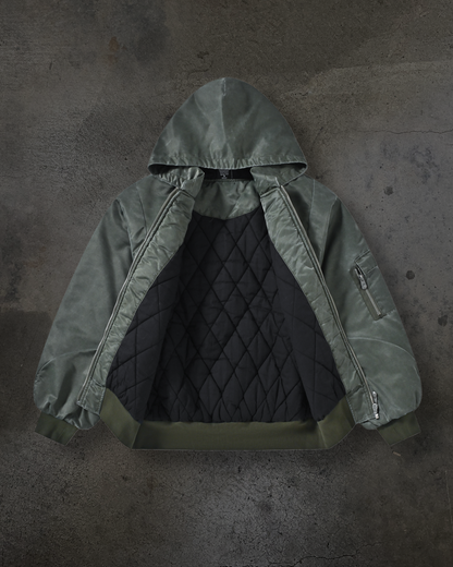 DYED NYLON BOMBER (MILITARY GREEN)