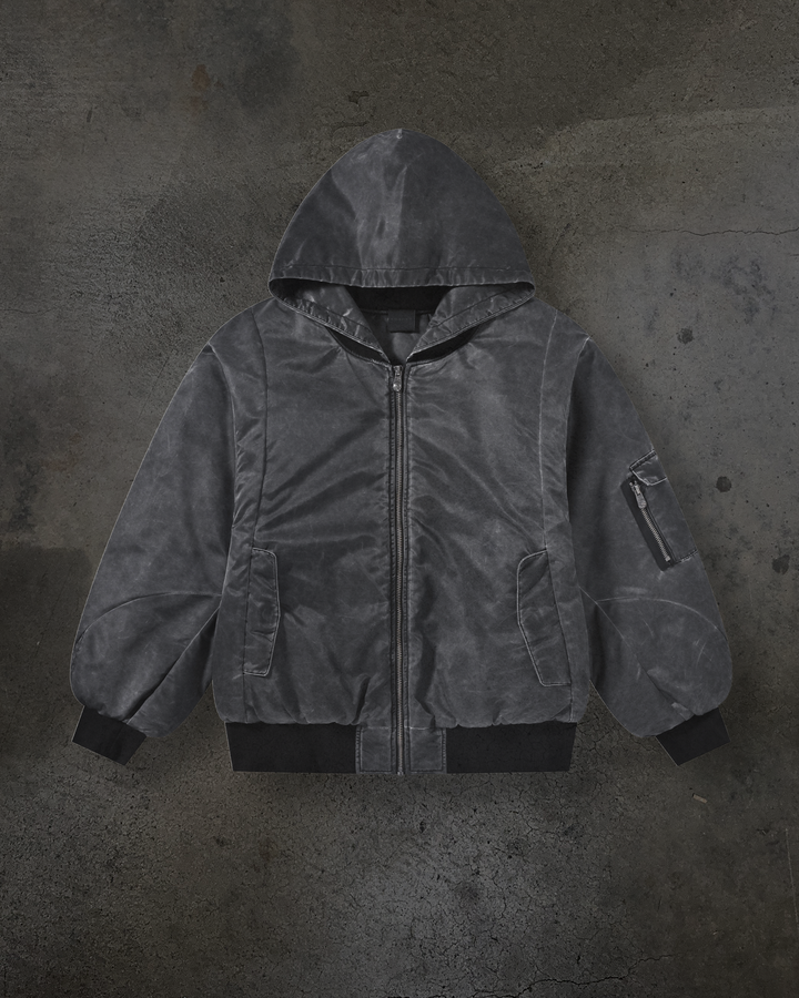 DYED NYLON BOMBER (COAL)