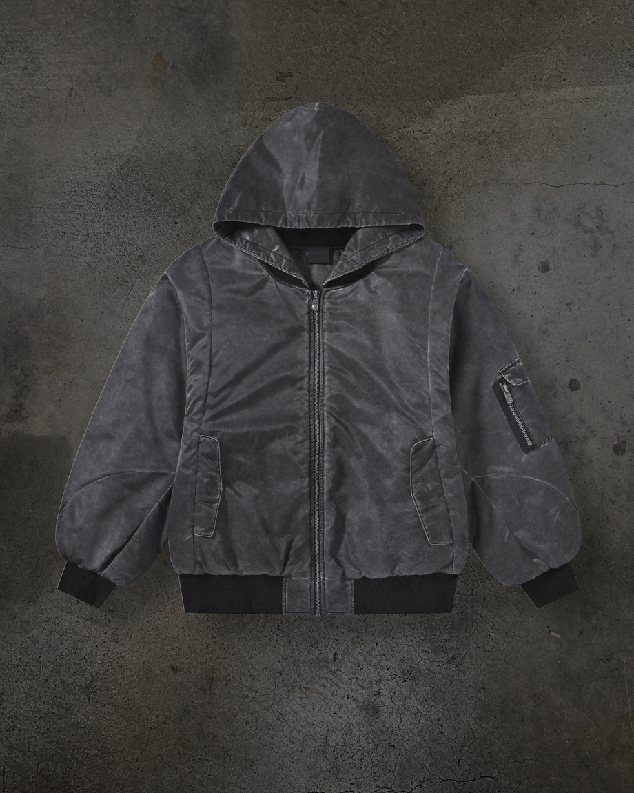 DYED NYLON BOMBER (COAL)