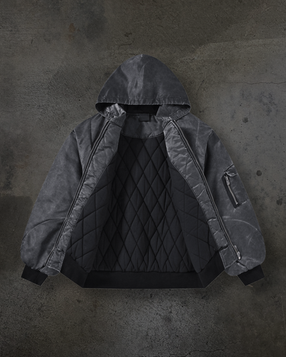 DYED NYLON BOMBER (COAL)