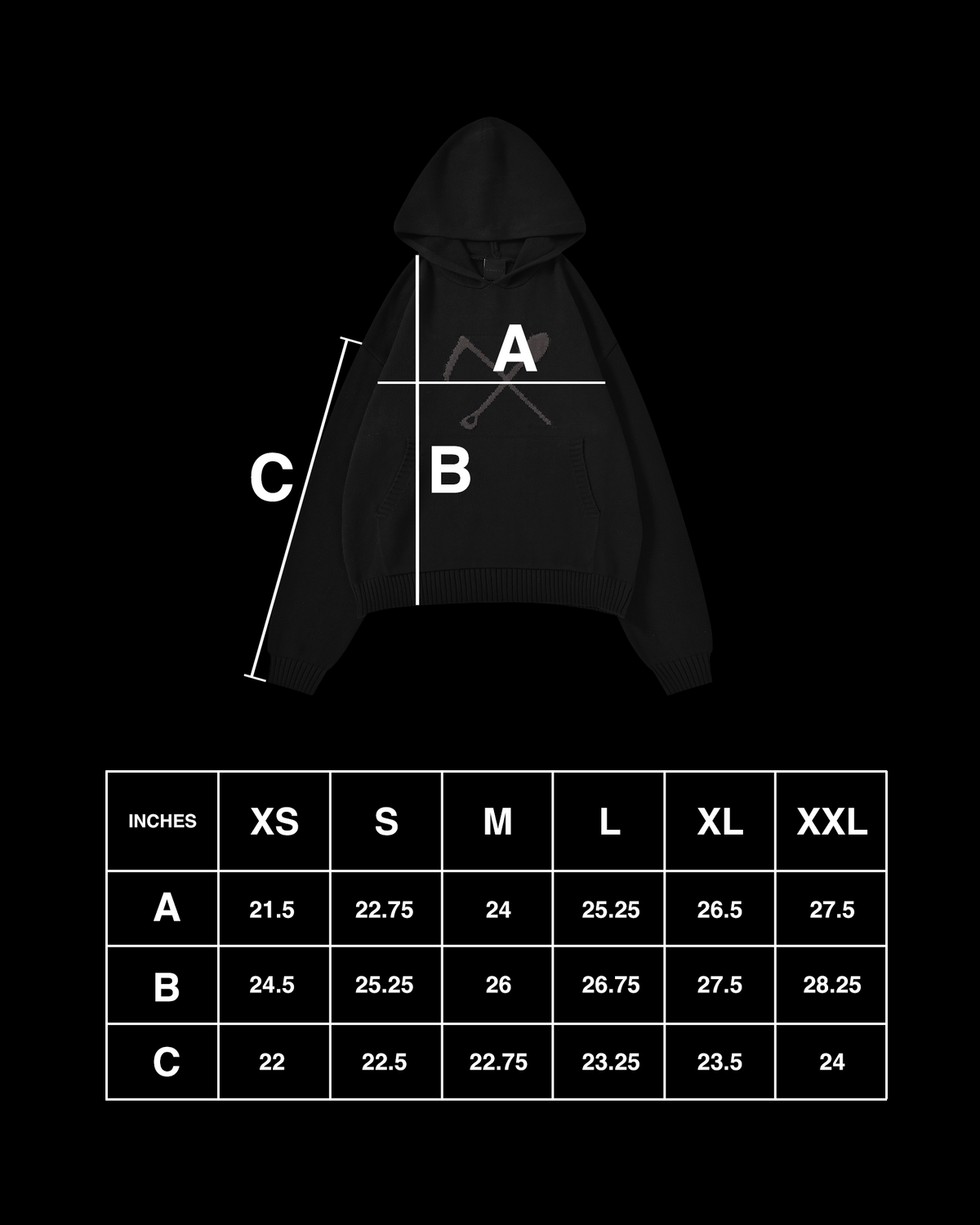 GRAVE DIGGING KNIT HOODIE (NOIR)