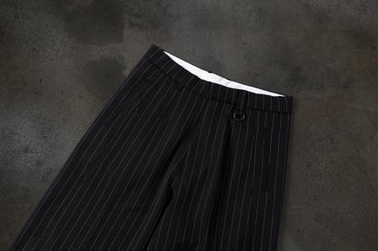 WIDE-LEG DRESS PANTS (PINSTRIPED WHT/BLK) - 36x36 WIDE-LEG DRESS PANTS (PINSTRIPED WHT/BLK) - 36x36